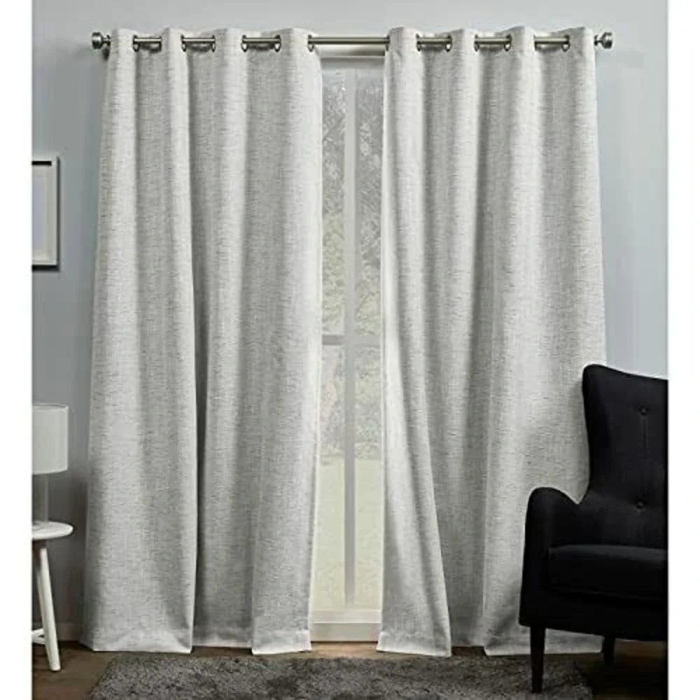 ⚡Exclusive Home Burke Blackout Grommet Top Curtain Panel Pair 52x96Silver/Argent